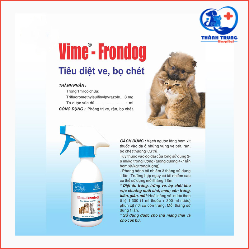 Thuốc xịt ve chó hiệu quả, an toàn, thuốc diệt ve giá rẻ Vime Frondog